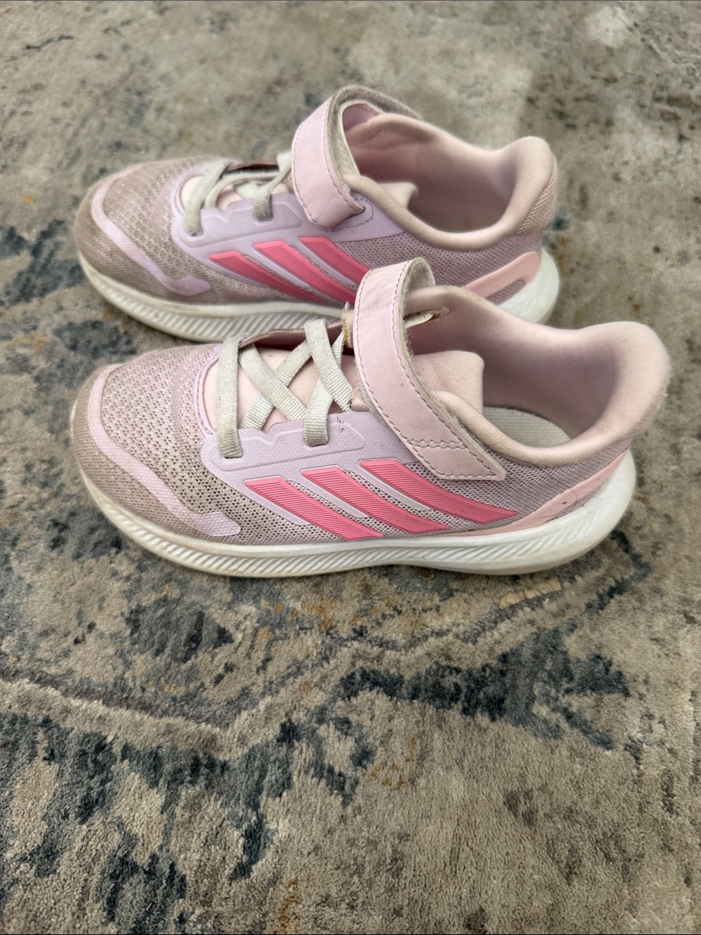 adidas Pink and Light Pink Kids' Athletic Sneakers with Hook-and-Loop Strap